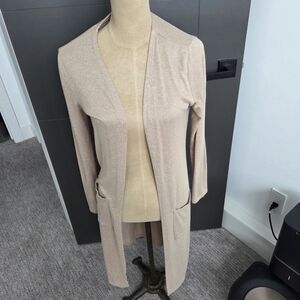 Ambiance Beige Textured Open Front Cardigan Soft Layering Sweater S